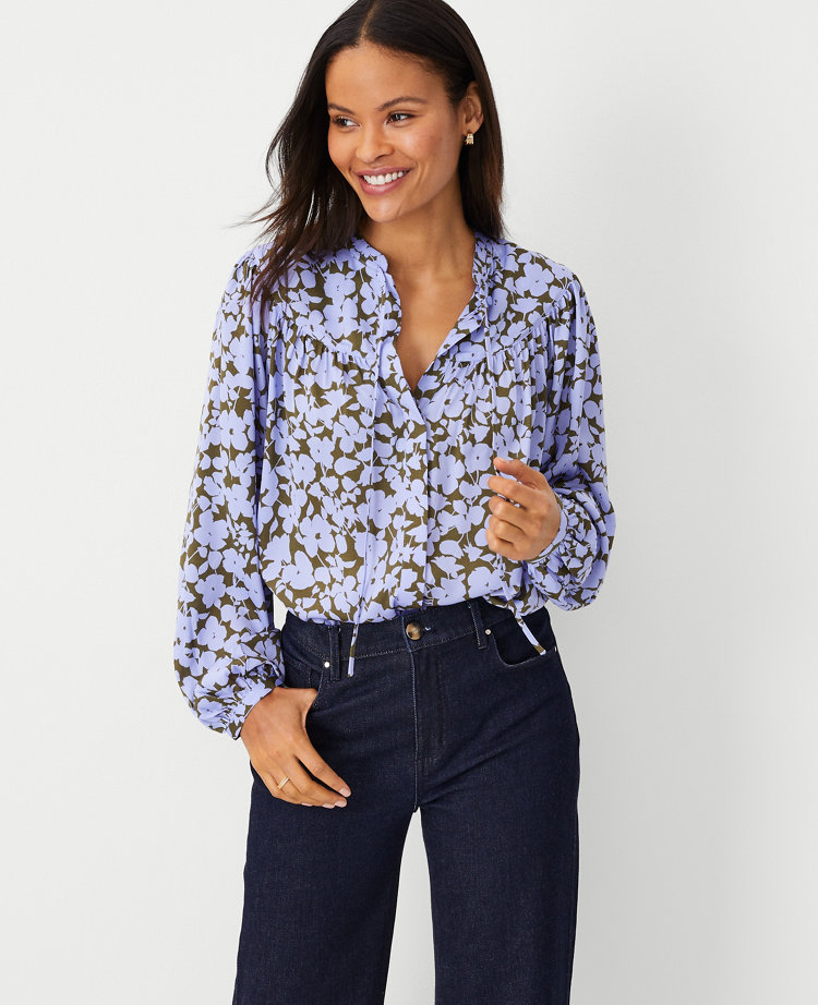 Ann Taylor Embroidered Yoke Tee