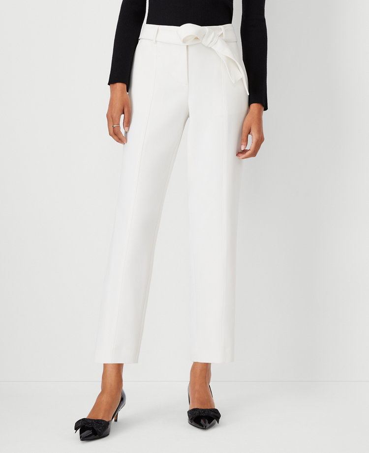 The Petite Tie Waist Ankle Pant in Crepe