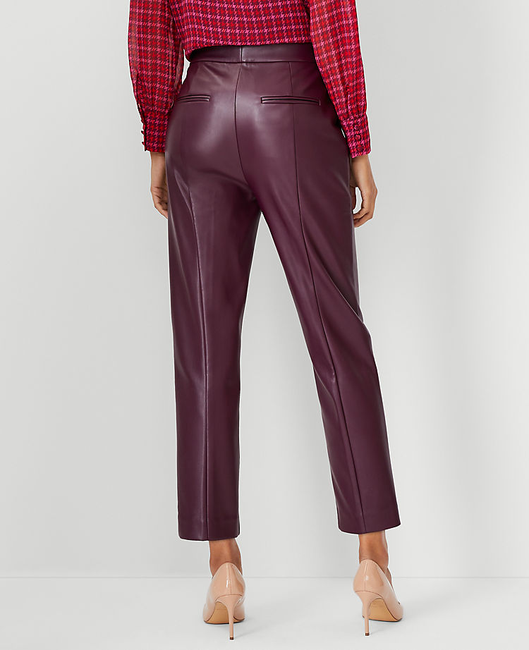 The Petite High Rise Eva Ankle Pant in Faux Leather - Curvy Fit