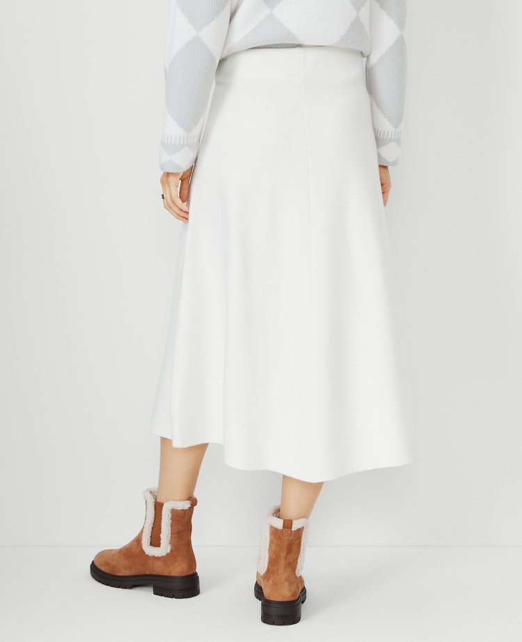 Ann Taylor Petite Full Midi Skirt Winter White Women's