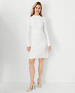 Pearlized Button Cuff Ribbed Sweater Dress carousel Product Image 1