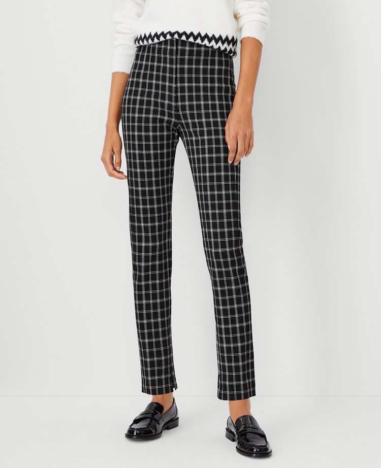 Ann Taylor The Petite Audrey Pant in Check Size 4 Black Women's