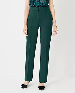 The Petite Pintucked High Rise Straight Pant in Double Knit carousel Product Image 1