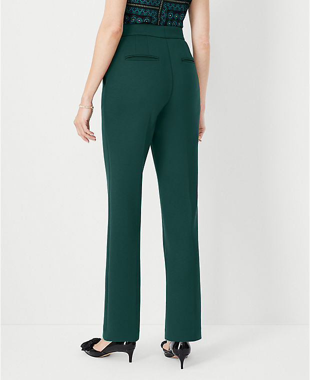 The Petite Pintucked High Rise Straight Pant in Double Knit