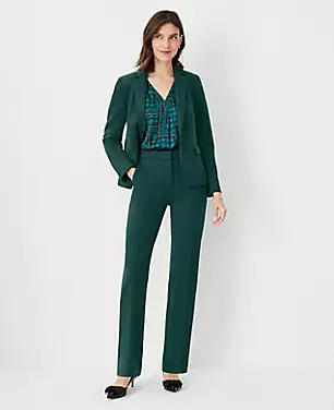 The Petite Pintucked High Rise Straight Pant in Double Knit carousel Product Image 3
