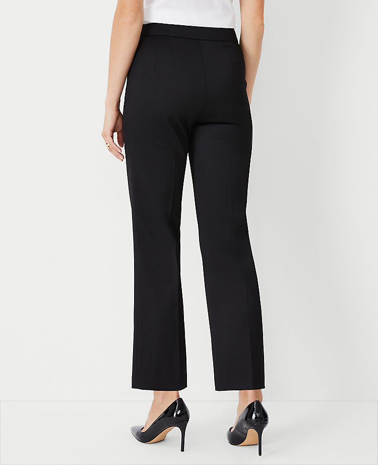 The Petite High Rise Side Zip Flare Ankle Pant in Sateen