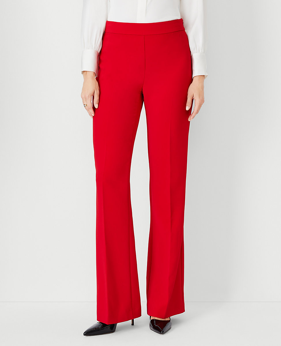The Petite High Rise Side Zip Flare Trouser in Fluid Crepe - Curvy Fit