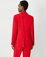 The Petite Long Fitted Notched One Button Blazer in Fluid Crepe carousel Product Image 2