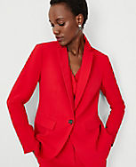 The Petite Long Fitted Notched One Button Blazer in Fluid Crepe carousel Product Image 3