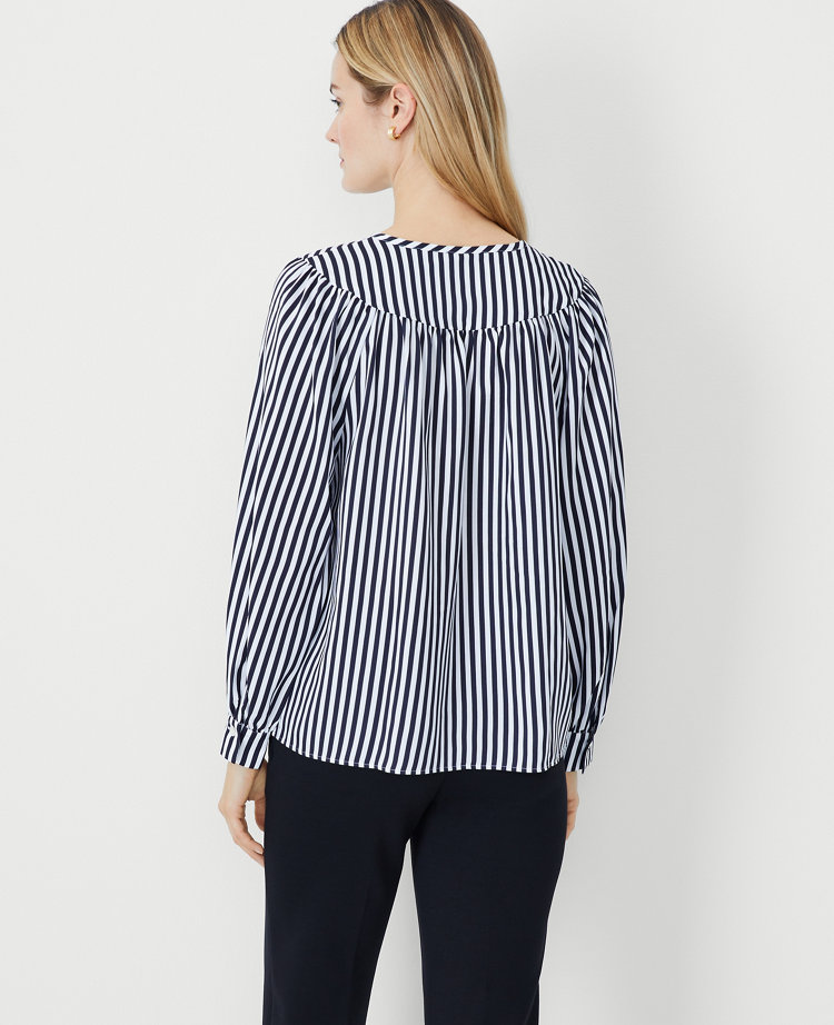 Stripe Draped Yoke Shirt