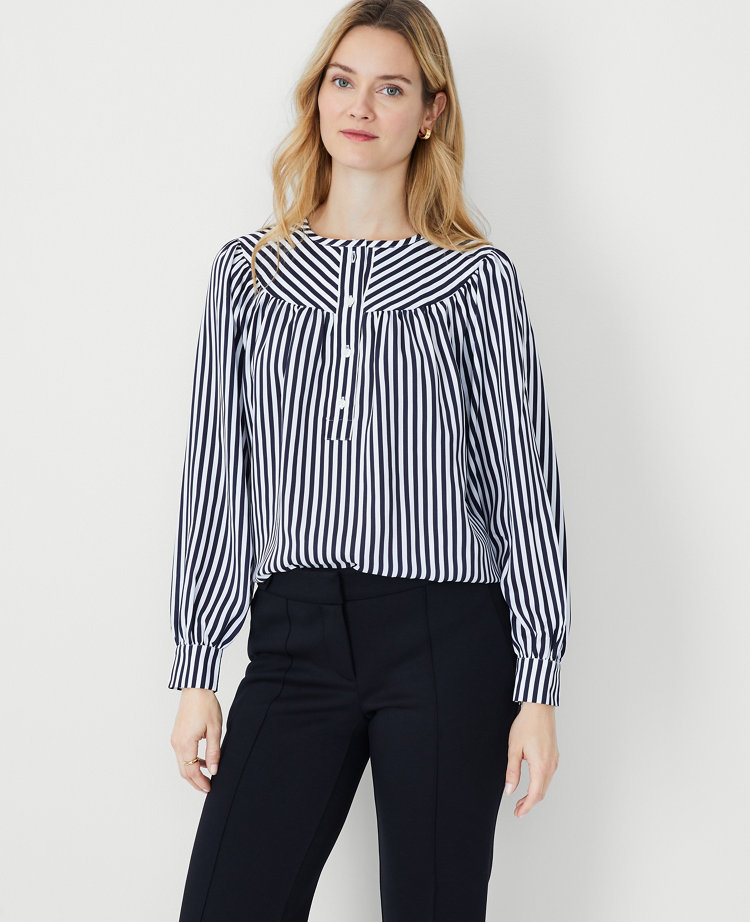 Stripe Draped Yoke Shirt