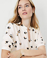 Floral Split Neck Puff Sleeve Top carousel Product Image 1