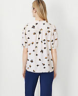 Floral Split Neck Puff Sleeve Top carousel Product Image 2
