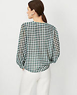 Houndstooth Tie Neck Popover carousel Product Image 2