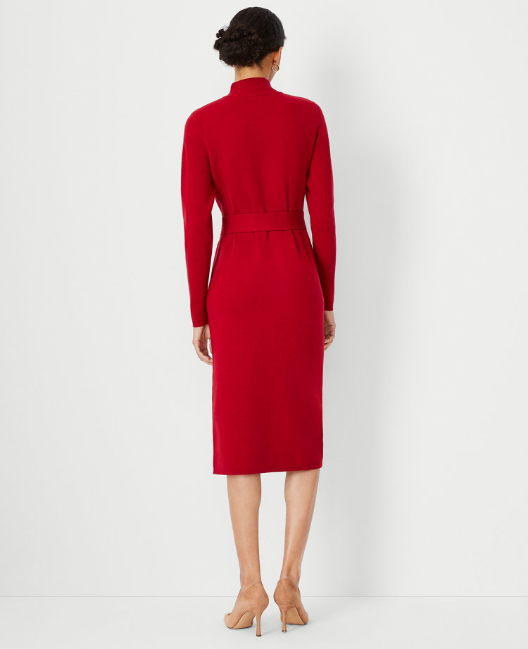 Loft Petite Ribbed Turtleneck Midi Sweater Dress