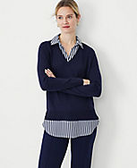Stripe Layered Mixed Media Sweater carousel Product Image 1