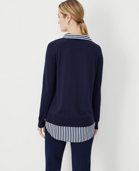 Stripe Layered Mixed Media Sweater