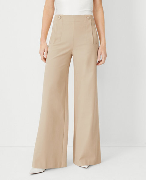 The High Rise Sailor Palazzo Pant in Twill