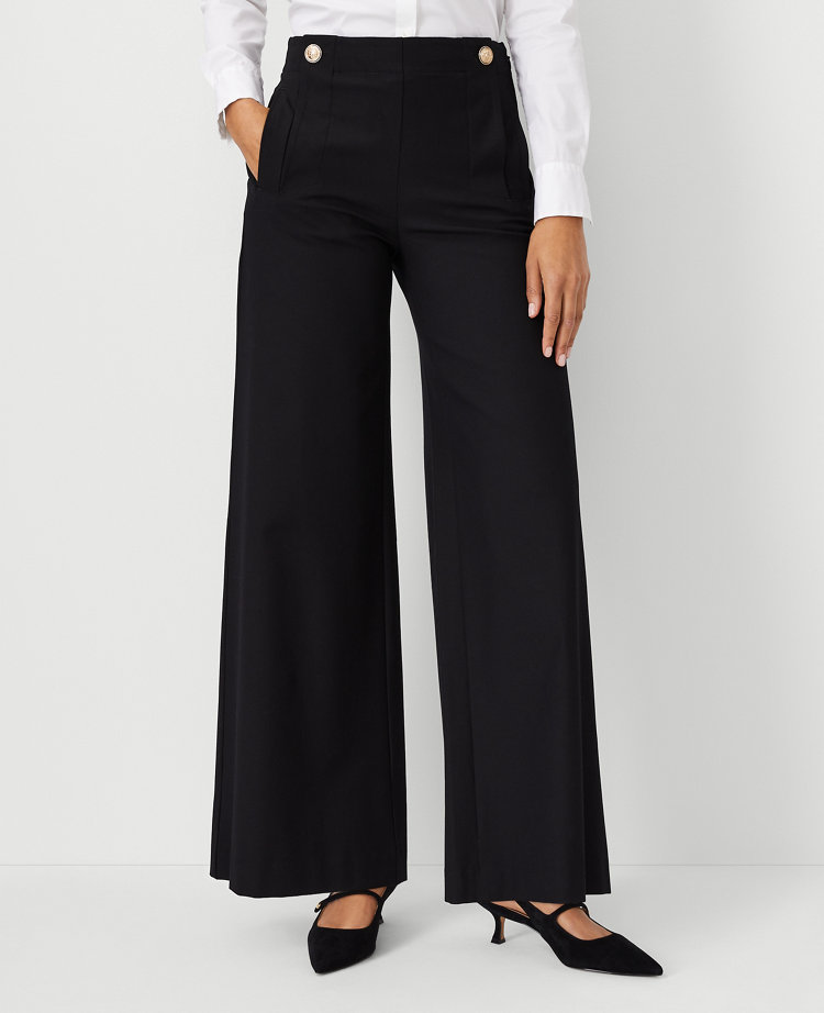 Tall Wide Leg Sailor Pants in Twill