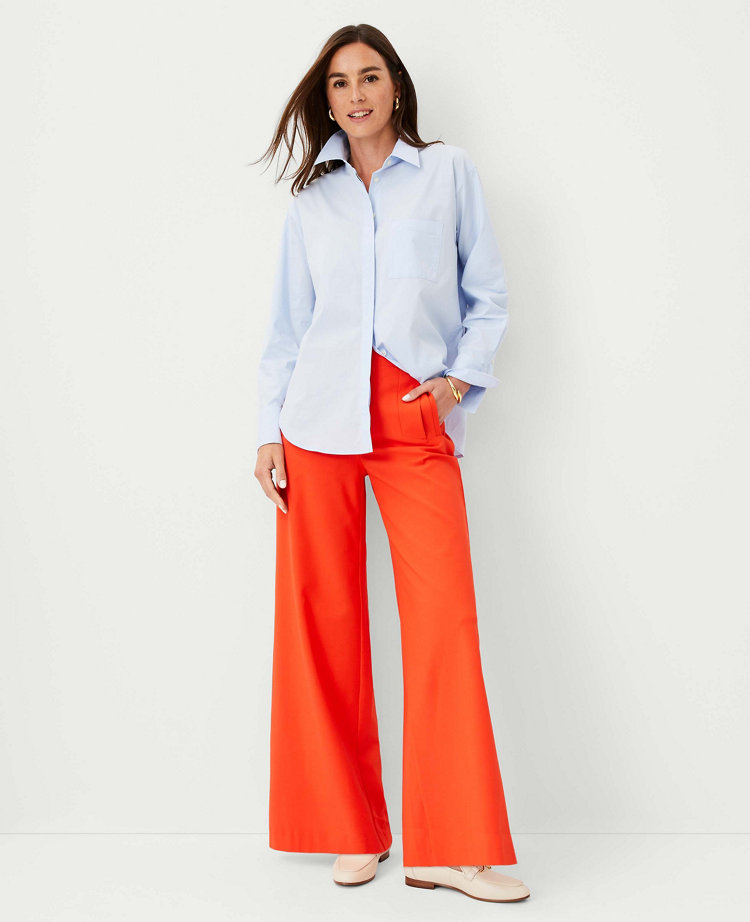 Cotton Twill Wide-Leg Sailor Pants