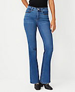 Petite Mid Rise Boot Jeans in Bright Mid Indigo Wash carousel Product Image 1