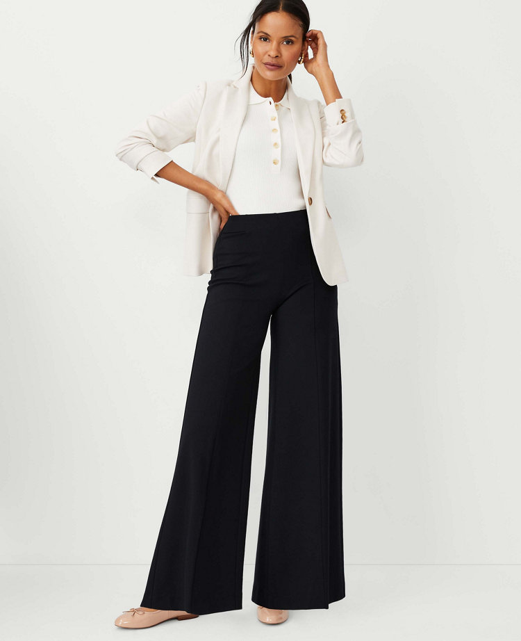 The Side Zip Wide Leg Pant in Ponte