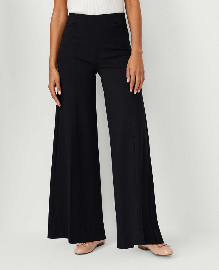 The Side Zip Wide Leg Pant in Ponte