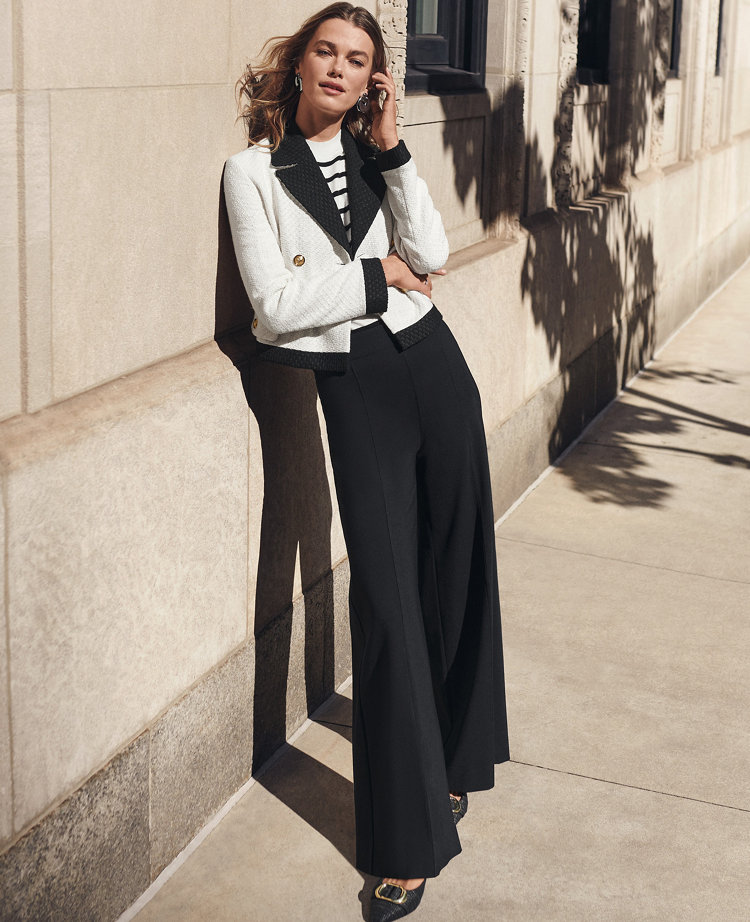 The Side Zip Wide Leg Pant in Ponte