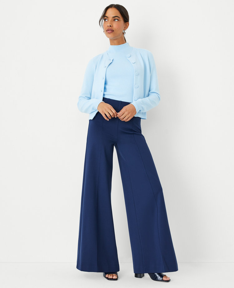 The Side Zip Wide Leg Pant in Ponte