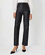 Petite Coated High Rise Straight Jeans in Black carousel Product Image 1