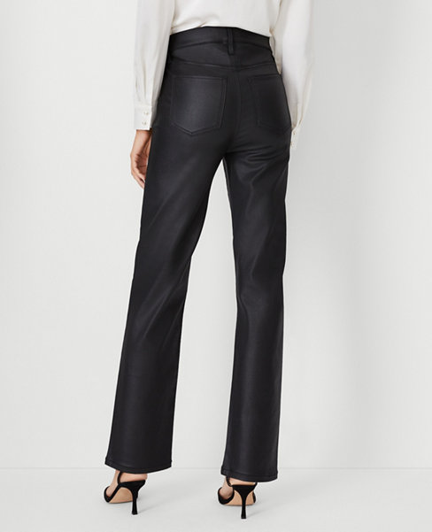 Petite Coated High Rise Straight Jeans in Black