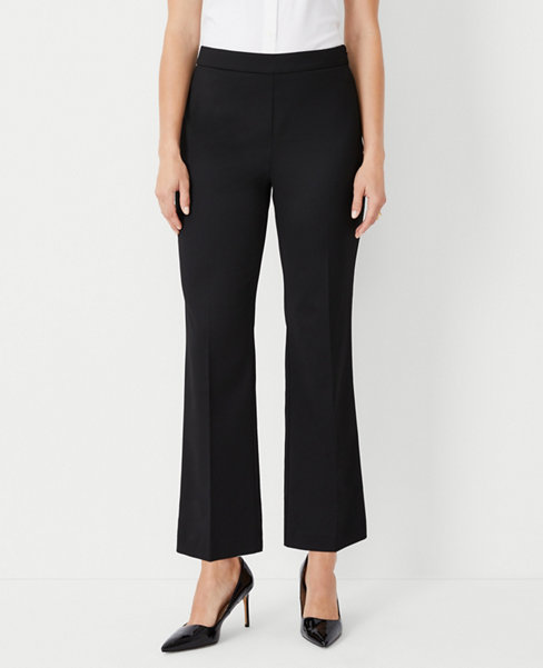 The Petite High Rise Side Zip Flare Ankle Pant in Sateen - Curvy Fit