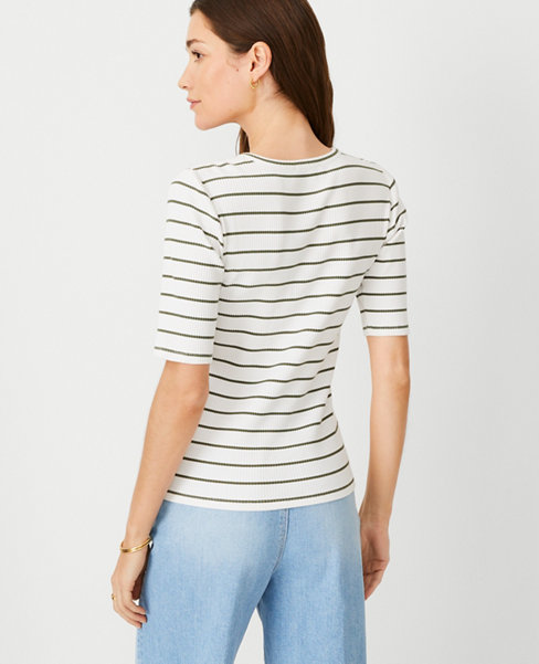 AT Weekend Stripe Ribbed Knit Top
