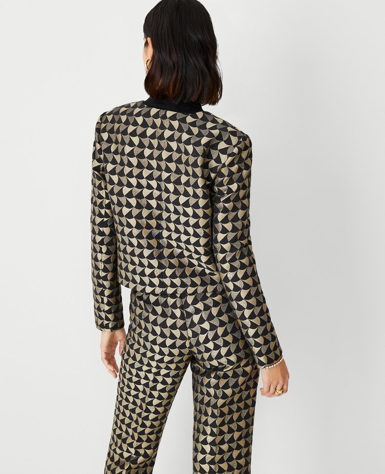 Petite Geo Shimmer Jacquard Cropped Jacket