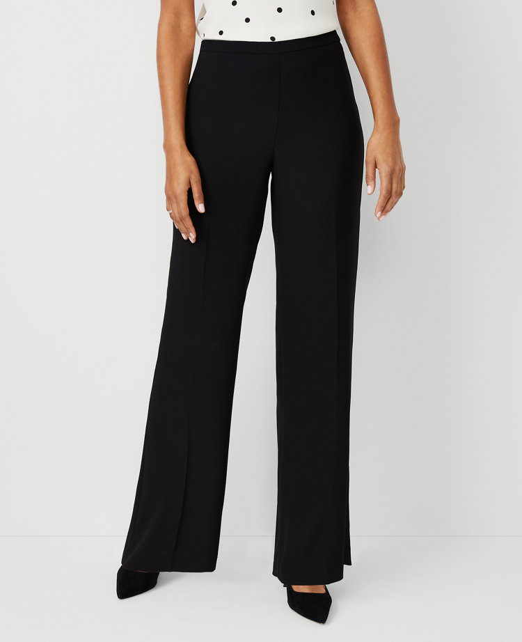 High Rise Side Zip Straight Pants in Crepe
