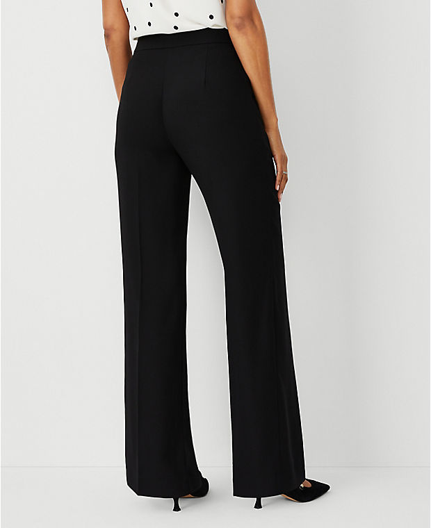 High Rise Side Zip Straight Pants in Crepe