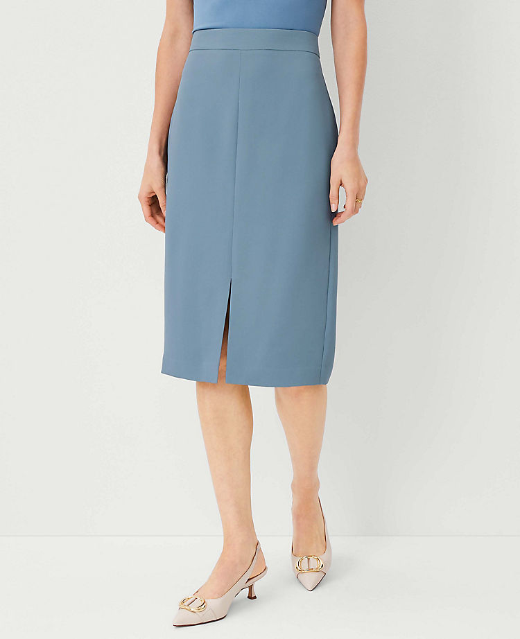 The Front Slit Pencil Skirt in Fluid Crepe