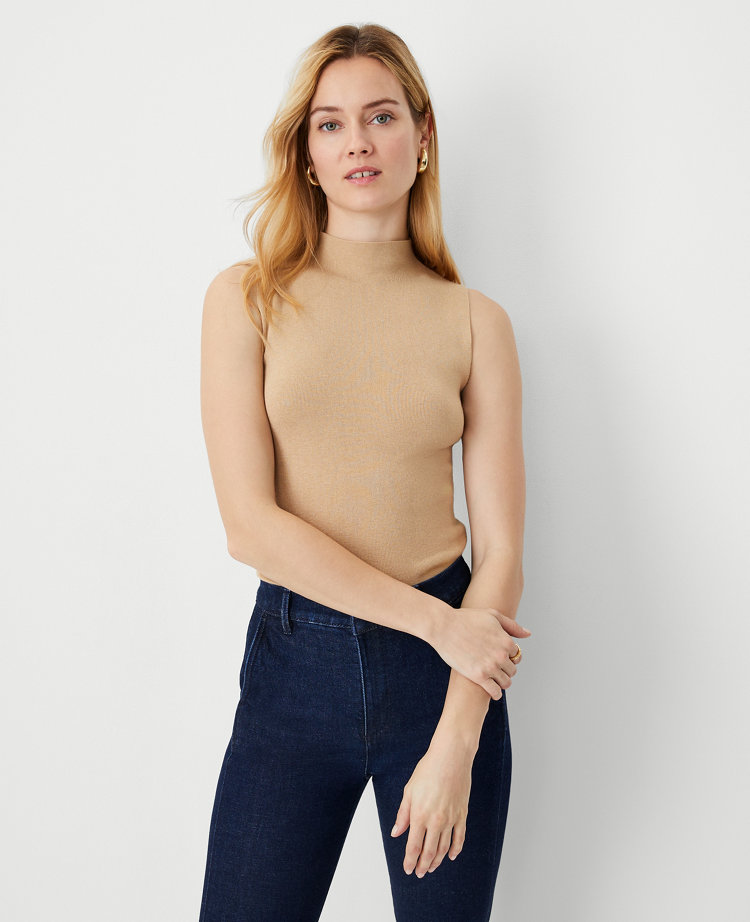 Mock Neck Sleeveless Sweater