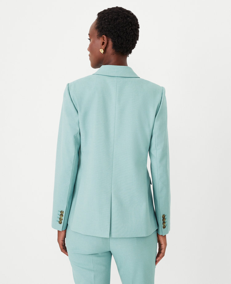 Ann Taylor The Tailored Double Breasted Blazer Texture Peacock Teal Melange Women's