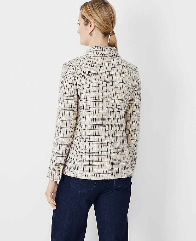 The Petite Tailored Double Breasted Blazer in Tweed