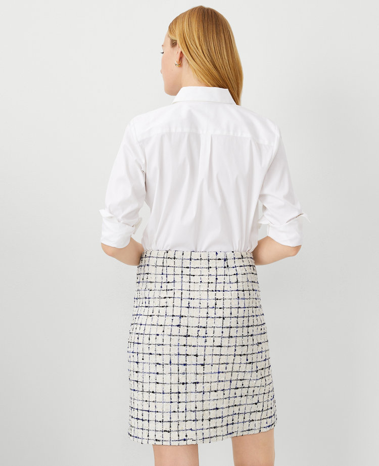 Tweed Button A-Line Skirt