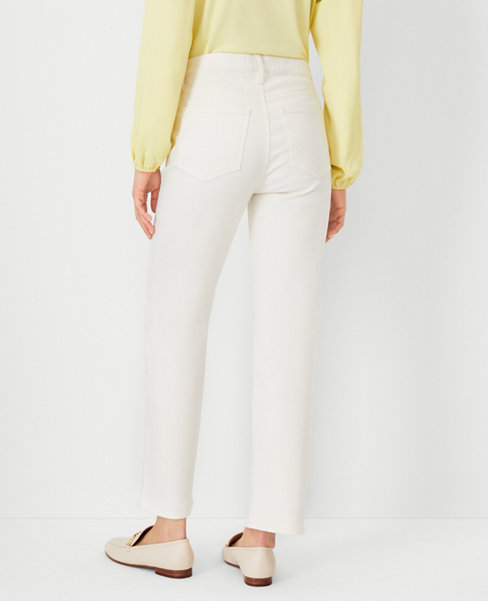 Petite High Rise Straight Jeans in Ivory