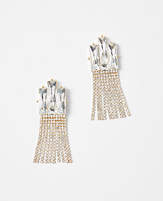 Ann Taylor Rectangular Crystal Chandelier Earrings In Goldtone
