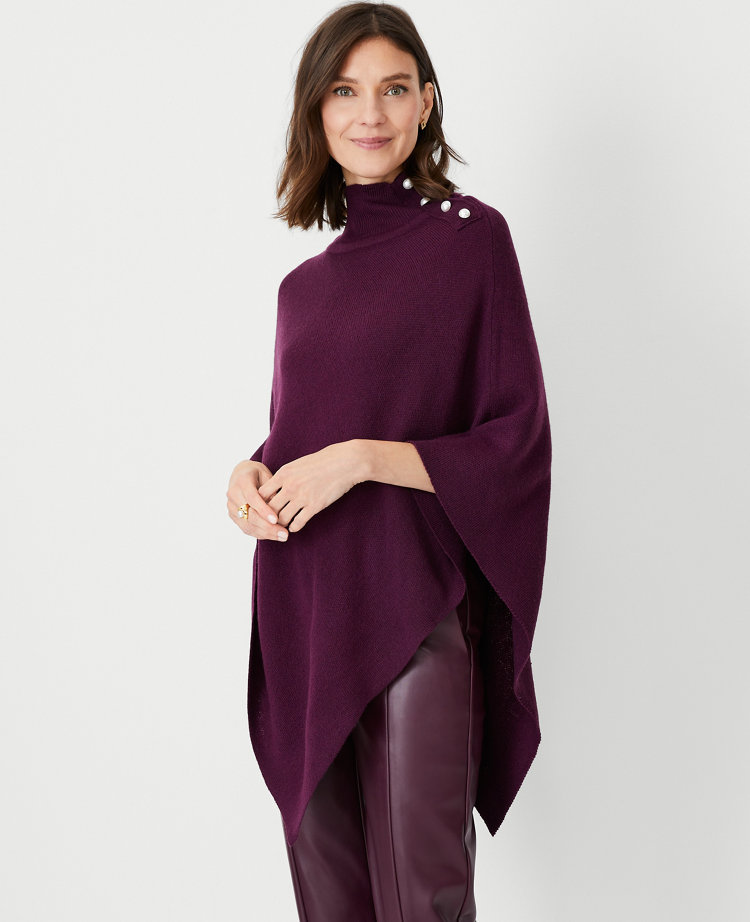 Mock shop neck poncho