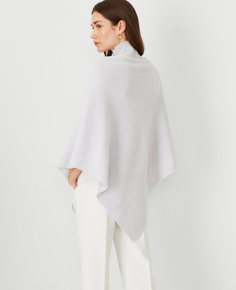 Pearlized Mock Neck Poncho