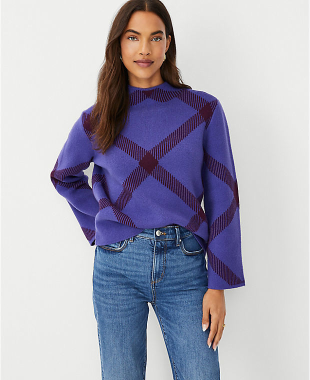 Petite Windowpane Jacquard Sweater