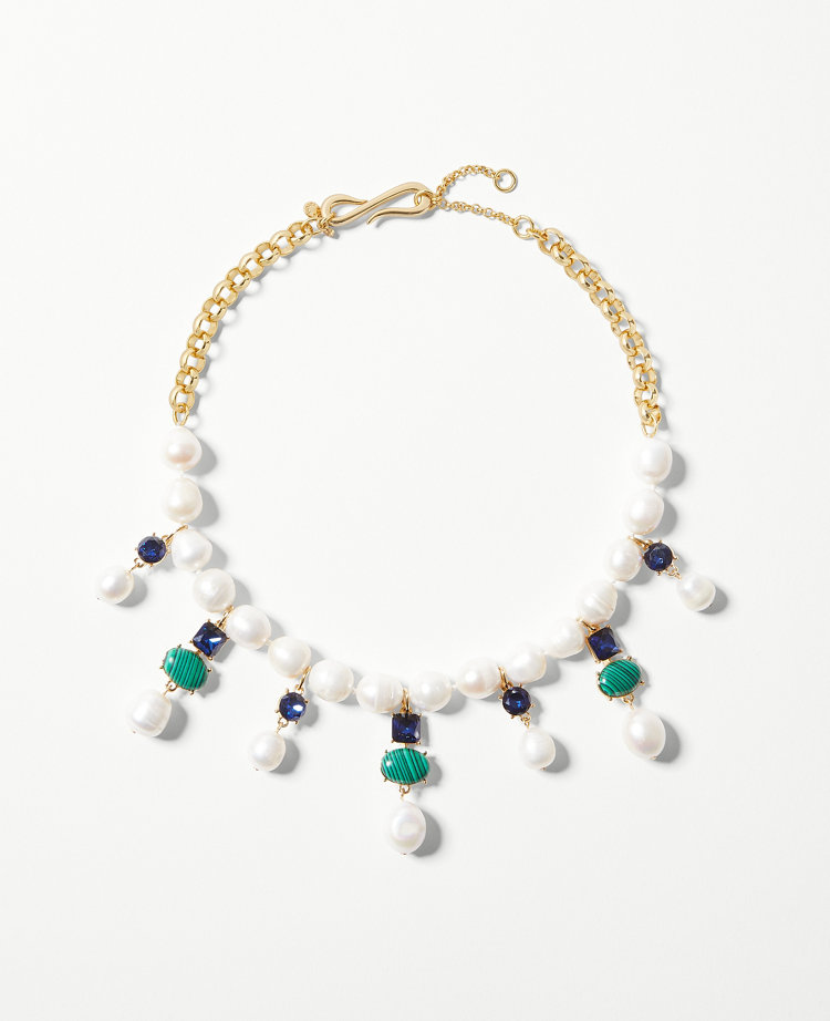 Pearlized Sparkle Drop Statement Necklace