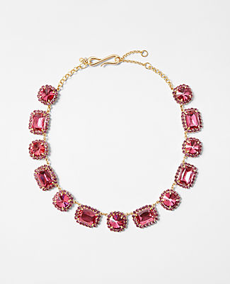 Ann Taylor Crystal Textured Necklace In Pop Pink