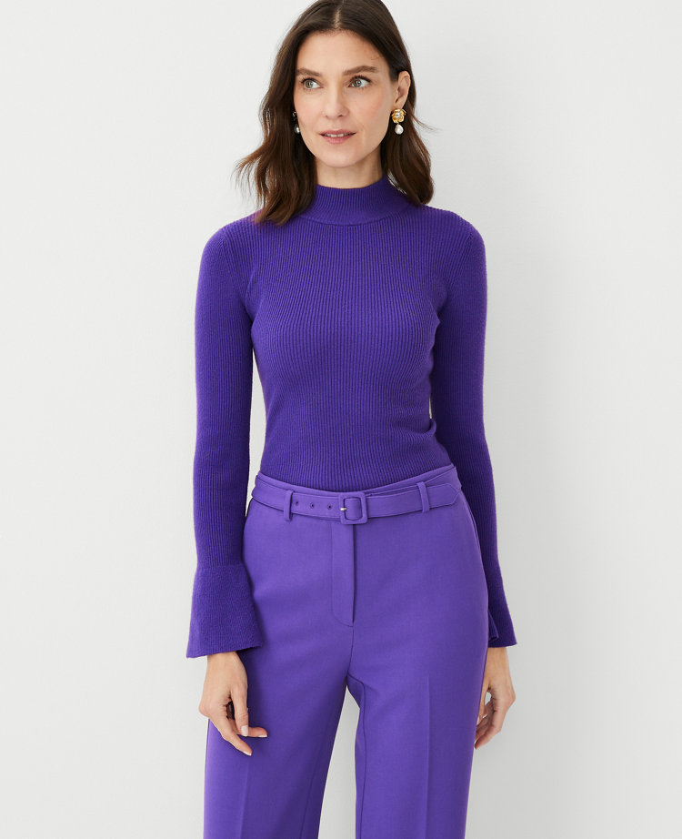 Petite Ribbed Button Cuff Sweater