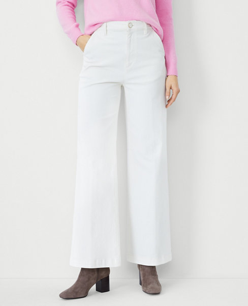 Petite High Rise Trouser Jeans in Ivory